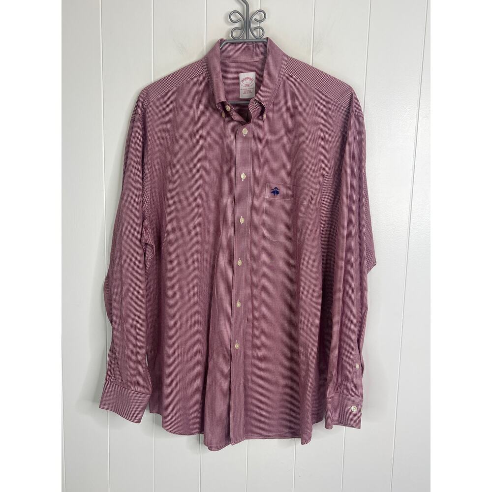 Brooks Brothers Men's The Original Polo Fit Pinpoint Gingham Button‎ Front Shirt